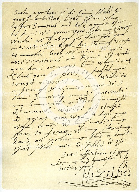 Letter from Queen Elizabeth I to James VI of Scotland, 5th January 1603.Artist: Queen Elizabeth I