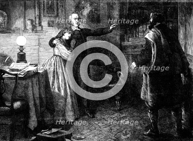 "The Curate of Glevering", the Denunciation of Charles Trevor -  drawn by J. D. Watson, 1861. Creator: John Dawson Watson.