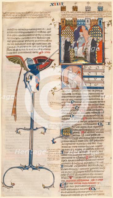 Leaf Excised from a "Decretum" by Gratian: Initial C..., c. 1300-1310. Creator: Unknown.
