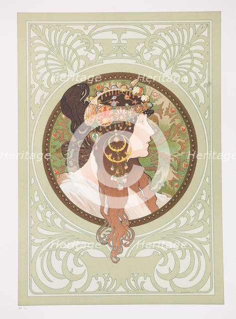 Byzantine Heads: Brunette, 1897. Creator: Mucha, Alfons Marie (1860-1939).