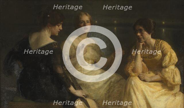 Young women. From left: Karen Bramsen; the artist's wife Esther, née Lange; Johanne Munch..., 1904. Creator: Julius Paulsen.