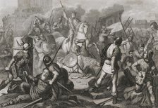 The Navarrese shake off the French yoke, Spain. Middle Ages, 1853. Creator: Antonio Roca Sallent.