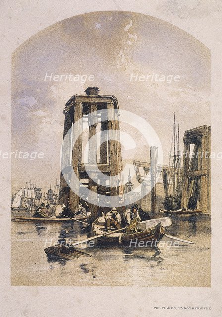 View of the Thames near Rotherhithe, Bermondsey, London, c1840. Artist: Anon