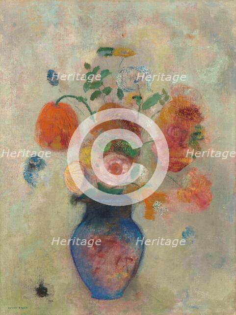 Large Vase with Flowers, c. 1912. Creator: Odilon Redon.