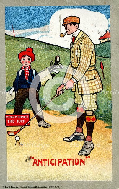 Golfing cartoon, c1920s. Artist: Unknown