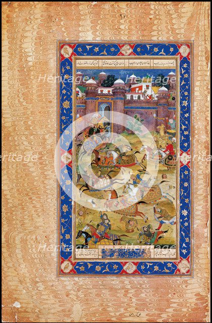 Nariman Kills the Son of the Khaqan of China. From The Garshaspnama epic by Asadi Tusi. Artist: Indian Art  