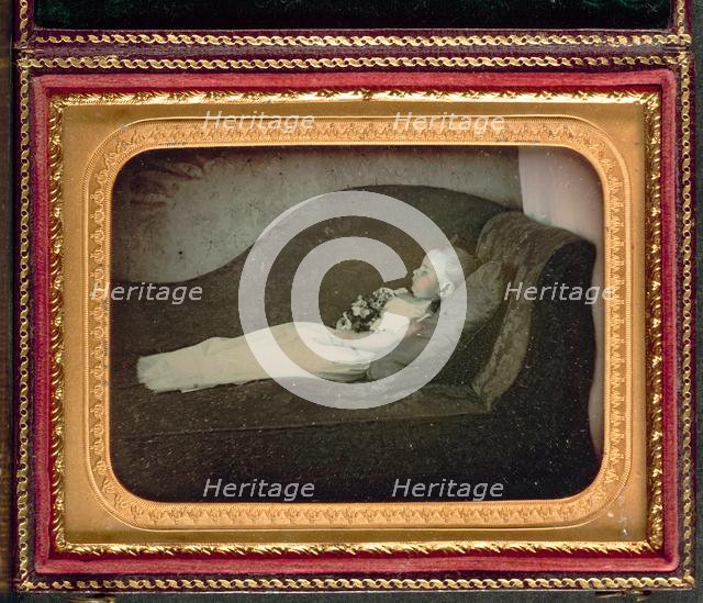 Dead Child On a Sofa, c. 1855. Creator: Unidentified Photographer.