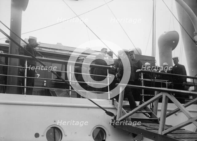 Allied Commission To U.S. Boarding Mayflower For Trip To Mount Vernon: Daniels on board..., 1917. Creator: Harris & Ewing.