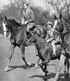 The  Duke of Gloucester riding with Princess Elizabeth in Windsor Great Park, c1936. Artist: Unknown