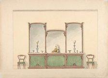 Design for a Mirrored Three Sectioned Marble-topped Cabinet and Two Chairs, early 19th cent. Creator: Anon.