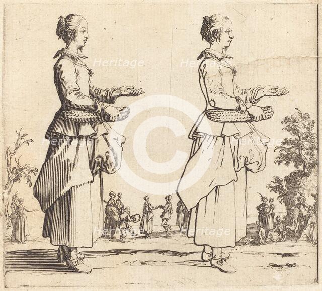 Peasant Woman with Basket, in Profile, Facing Right, 1617 and 1621. Creator: Jacques Callot.