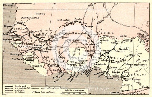''Voies de communication de l'Afrique occidentale francaise; L'Ouest Africain', 1914. Creator: Unknown.
