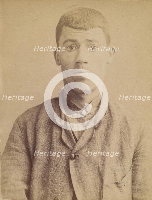Carteau. Auguste. 23 ans, né à St-Florent (Cher). Verrier. Anarchiste. 1/5/92., 1892. Creator: Alphonse Bertillon.