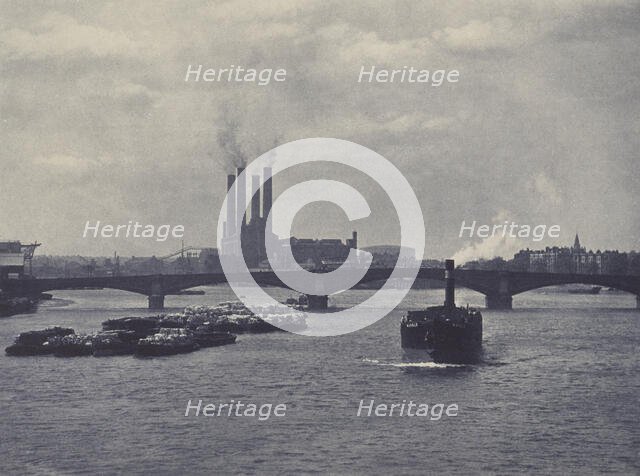 Wandsworth Bridge, Chelsea. From the album: Photograph album - London, 1920s. Creator: Harry Moult.