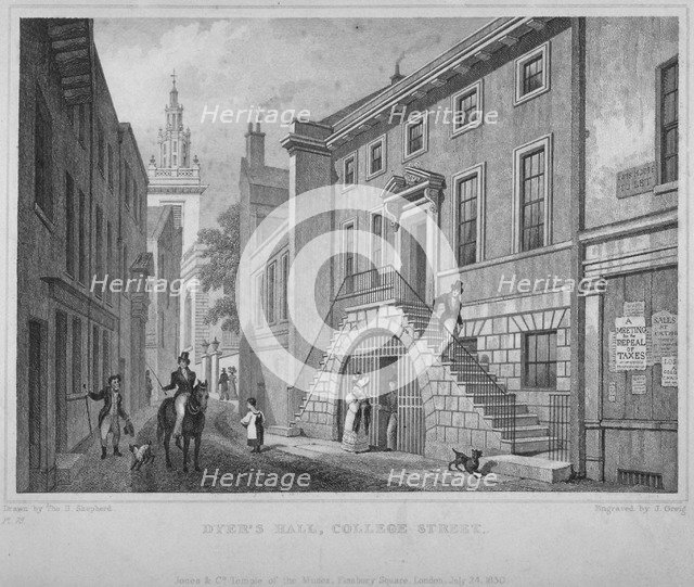 View of the Dyers' Hall, College Street, City of London, 1830. Artist: John Greig
