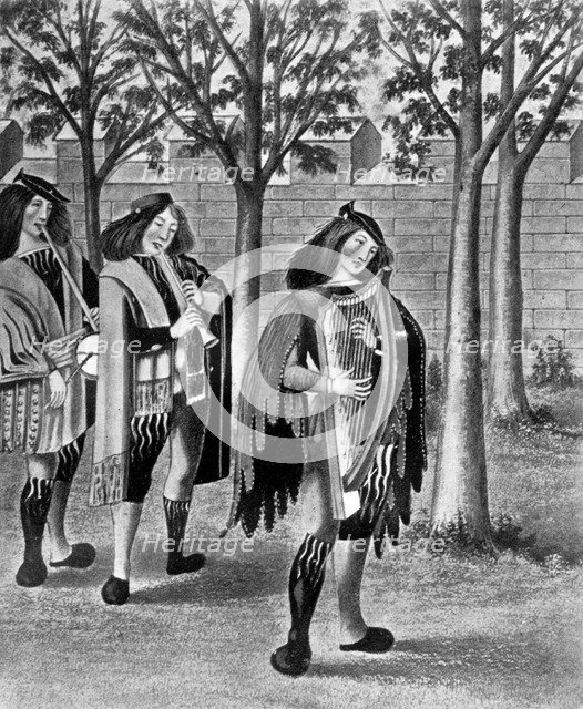 Three minstrels, c1480, (1910). Artist: Unknown