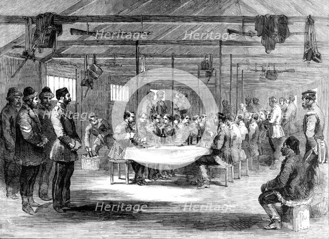 Christmas-Day in the Crimea - Dinner of Captain Brown's Company, 57th Regiment - sketched by J. A. C Creator: Unknown.