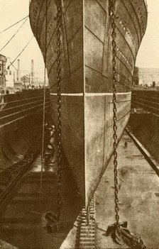 'The "Mauretania" in Dry Dock', c1930. Creator: H. Aslin.