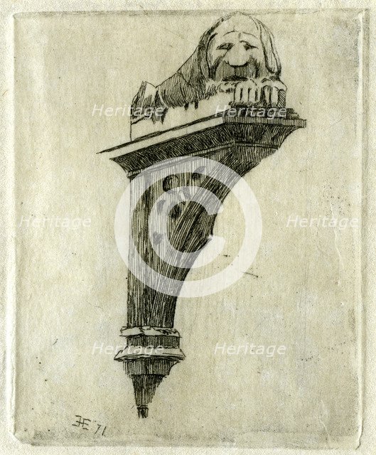 Sign of the Red Lion Inn, Glastonbury, Somerset, 1881.Artist: Edwin Edwards