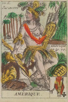 Amerique from Playing Cards (for Quartets) 'Costumes des Peuples Étrangers', 1700-1799. Creator: Anon.
