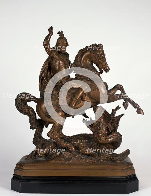 Equestrian statuette of Saint George killing the dragon, 1853. Creator: Anton Dominik Fernkorn.