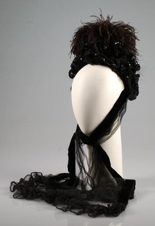 Evening bonnet, French, ca. 1890. Creator: Camille.