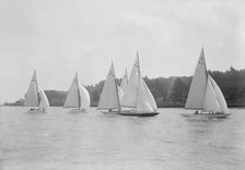A group of 6 metre boats racing downwind, 1931. Creator: Kirk & Sons of Cowes.