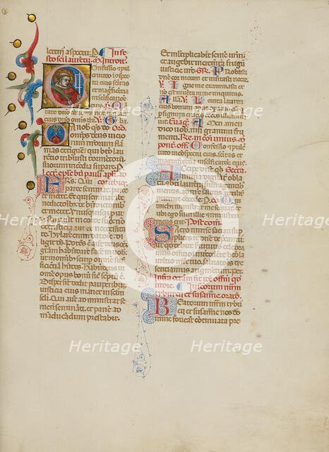 Initial C: Saint Lawrence; Missal, between about 1389 and 1400. Creator: Master of the Brussels Initials.