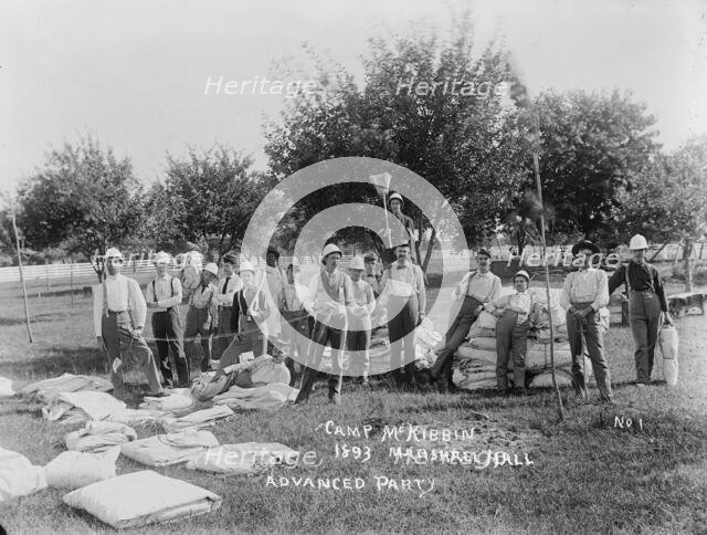 Camp McKibbin, Marshall Hall, (Advanced Party), [Maryland?], 1893. Creator: Unknown.