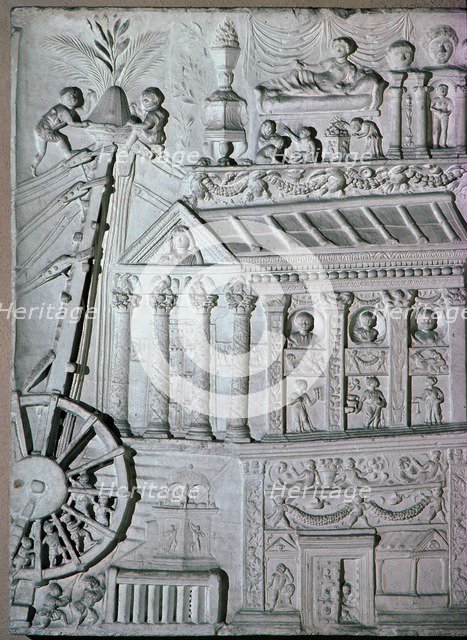 Roman relief of a crane being used. Artist: Unknown