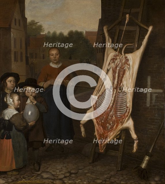 Slaughtered pig, 1670. Artist: Ten Oever, Oever (1639-1716)