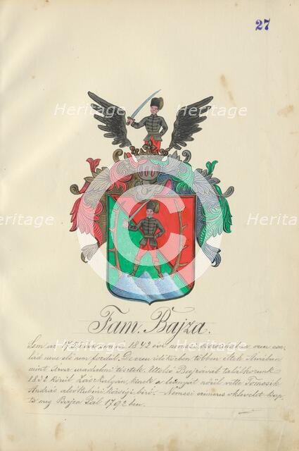 Coat of arms of the Bajz family, 1904-1910. Creator: Adolf Medzihradsky.