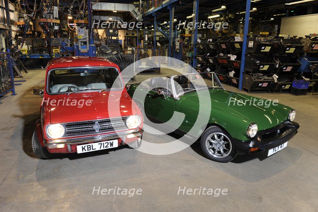 Austin Mini 1275 GT 1980 and MG Midget 1979. Artist: Simon Clay.
