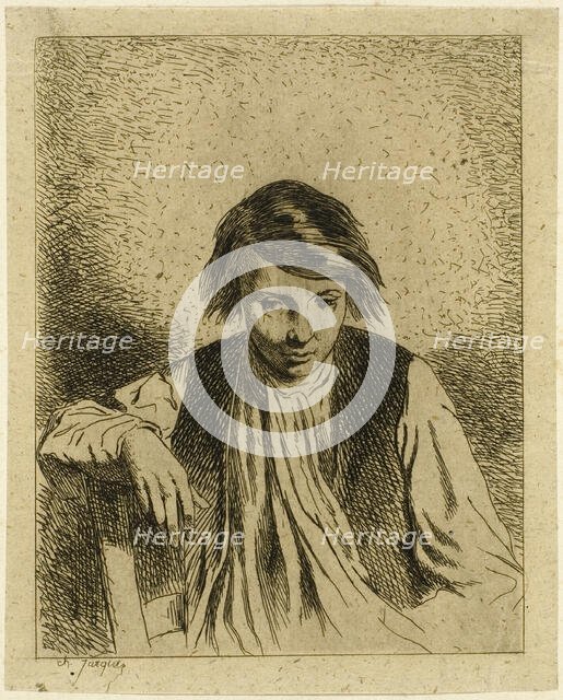 Seated Boy, n.d. Creator: Charles Emile Jacque.