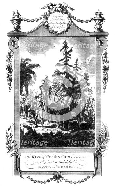 The King of Cochinchina riding on an elephant, c18th century. Artist: Unknown