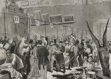 Reception of lots for the National Lottery, to be drawn on 10 January 1879 at the Grand Palais...187 Creators: Bernardo Rico, Juan Comba García.