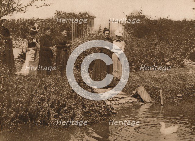 'A group of women by a duck pond', 1937. Artist: Louis Guichard.