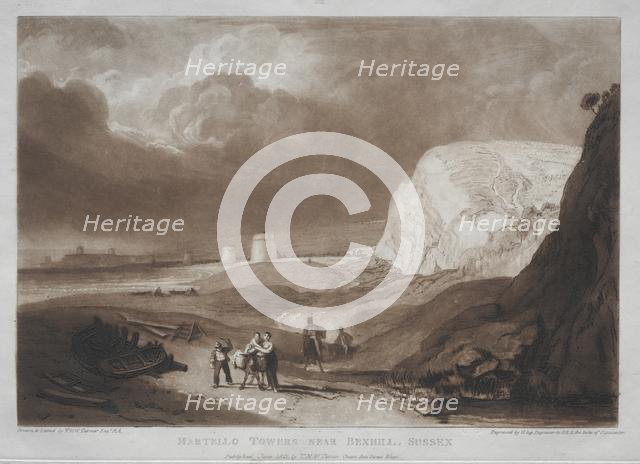 Liber Studiorum: Martello Towers, near Bexhill, Sussex. Creator: Joseph Mallord William Turner (British, 1775-1851).