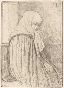 Young Peasant Seated in a Church (Jeune paysanne assise dans une eglise). Creator: Alphonse Legros.