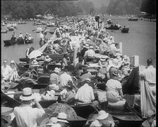 Crowded Pier with People Rowing Boats on Either Side, 1933. Creator: British Pathe Ltd.