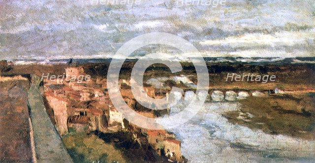 'Landscape with Village and Bridge', c1855-1892. Artist: Stanislas Lepine