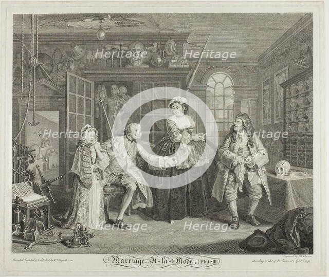 Plate Three, from Marriage à la Mode, 1746. Creator: Bernard Baron.
