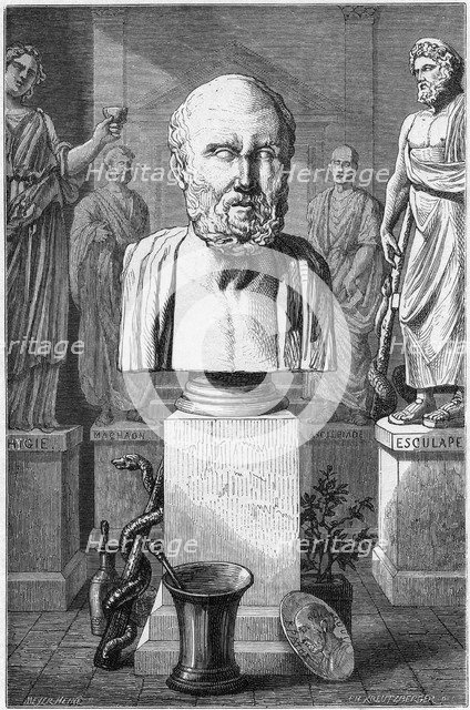 Hippocrates of Cos, Ancient Greek physician, 1866. Artist: Unknown