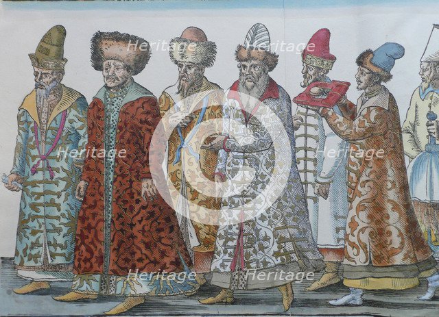 Portrait of Moscow Monarchs Ivan III, Vasili III Ivanovich, Ivan IV of Russia and entourage. Artist: Anonymous  