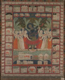 Pichvai (wall hanging) with the Worship of Shri Nathaji, 1825-1850. Creator: Unknown.