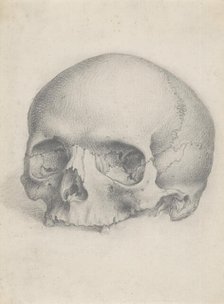 A human skull viewed from the front, for Cheselden's `Osteographia', by 1733. Creator: Gerard Vandergucht.