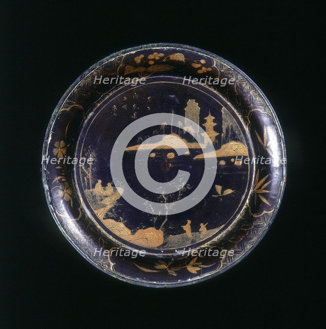 Black lacquer shallow round saucer, Qing dynasty, China, late 18th-early 19th century. Artist: Unknown