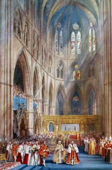 'The Recognition', George VI's coronation ceremony, Westminster Abbey, London, 12 May 1937.Artist: Henry Charles Brewer