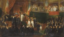 Louis-Philippe I is sworn in as king before the Chamber of Deputies, 9th August 1830. Artist: Perrault, Léon Jean Basile (1832-1908)