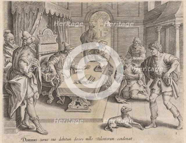 The King Cancelling his Servant's Debt, from the Parable of the Unmerciful Servant, bound ..., 1585. Creator: Anon.